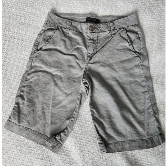 Anthropologie Level 99 Linen Blend Grey Bermuda Shorts - Picture 1 of 9